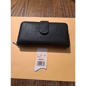 Wilson’s Leather Black Wallet Genuine Leather Checkbook Adjustable Snap